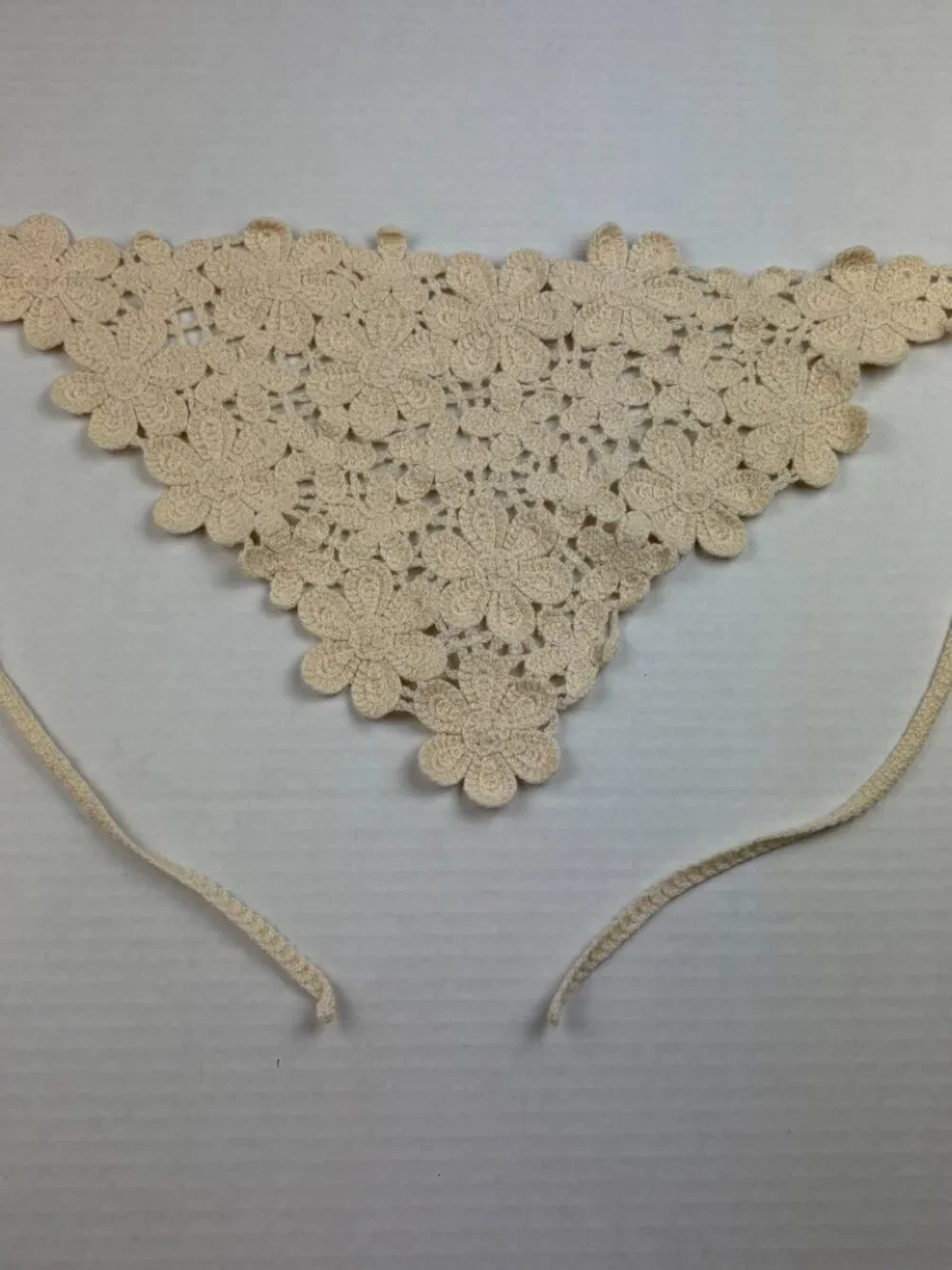 Cream Floral Crochet Bandana Headscarf Bohemian Festival Summer OSFA
